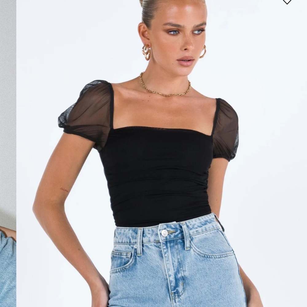 Princess Polly Black Puff Sleeve Bodysuit